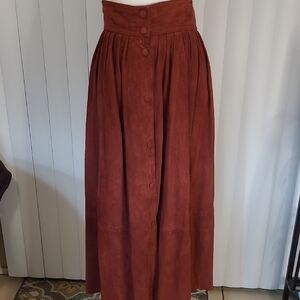 Vtg Suede Maxi Skirt